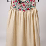 Altar'd State  Cream Embroidered Floral Tunic Dress Boho Swiss Dot Sleeveless Photo 0