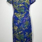 David Warren Faux Wrap Midi Maxi Dress 8 Vintage Tropical Floral Chiffon Photo 0