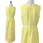 Vintage 70s Jamison Boutique Seersucker Yellow Gingham Maxi Dress Ric Rac Medium Photo 3