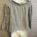 Love Shack Fancy cotton preppy striped off shoulder blouse size XS old money LSF Photo 7