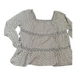 Old Navy Womens small White & Black Floral-Print Square-Neck Tiered Long Sleeve Blouse​ Photo 5