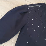 ZARA  Black Puff Sleeves Studded Fleece Sweater Photo 2