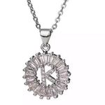 Silver Initial Crystal Pendant Necklace A Photo 0