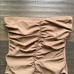 KARLA COLLETTO Ruched Bandeau Strapless Swimsuit Womens Sz 10 Cocoa Shelf Bra Brown Photo 1