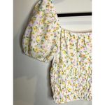 Elodie  Floral Cropped Smocked Ruffles Cottage Top Size Medium Photo 2
