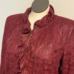 Elementz Woman front ruffle accent zippered plus jacket burgundy Size 2X Photo 6