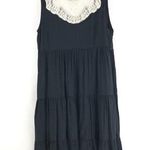 Divided  H&M Shift Dress Sleeveless Tiered Goth Lace Collar Black Size 10 Photo 0