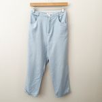 Urban Outfitters  | High-Rise Preppy Linen Blue Cuff Trousers Ankle | Size 4 Photo 1