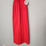 STAUD Jackson Hibiscus Red Smocked Midi Dress Cotton Poplin Holiday Fit & Flare Photo 5