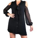 Haute Hippie  Cold Shoulder Black Silk Dress Photo 0