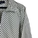 Jones New York  Black White Diagonal Striped V-neck Long Sleeve Office Top PL Photo 4