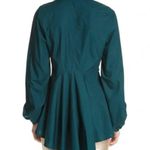 Free People Dark Green All The Time Button Up Long Sleeve Tunic Peplum Blouse Photo 2