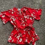 Sienna Sky Red Floral Tie-Waist Blouse Photo 2