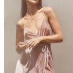 Reformation 💕💕 Anoush Velvet Wrap Dress ~ Silk Blend Blush Medium M NWOT Photo 7