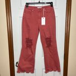 Risen NEW High Rise Straight Jeans Size 27 Distressed Rust Color Womens Red Photo 1