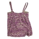Rebecca Taylor ✨ Purple Zebra Print Babydoll Tank Sz 6 Top Silk✨ Photo 3