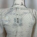 Dress Forum Cream Black Dot Puff Sleeve Sheer Blouse Top Women's Small S Photo 4