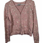 Worth Sweater Cardigan shell cami beaded Flower top fine knit Size‎ S Pink Photo 0