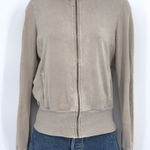 James Perse  Supima Cotton Lycra Zip Up Track Jacket Tan Size 2 US Med Minimalist Photo 0