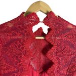 Saylor  Rita Raspberry Red Lace Fit & Flare Long Sleeve Cocktail Mini Dress Large Photo 10