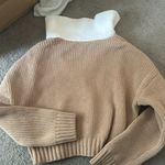 Abercrombie & Fitch A&F Women's Chenille Notch-Neck Polo in Light Brown Photo 6