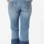 ANGELS Women’s Y2K Embroidered Capri Denim Jeans Blue Size 12 Photo 0