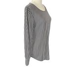 Ann Taylor black and white vertical striped long sleeve pullover stretchy top S Photo 1