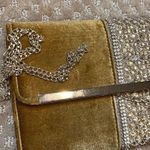 None Unique Poss. Vintage Clutch/Arm Bag Sequin Mustard Carmel Velvet Gold Dressy Photo 9
