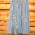 Mac Duggal  5717 Womens Blue Embellished Butterfly Sleeve High Neck Gown Photo 8