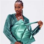 Victoria's Secret Puffer Tote Metallic Teal Green Quilted Bag Blue Green NEW Photo 1
