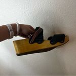 OluKai Kamola wooden platform leather slip on sandals 11 Black Photo 4