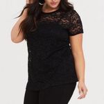 Torrid Black Sheer Floral Lace Crew Shirt Sleeve Tee Size 3X Photo 2