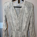 Rails  Jasmine Smocked Waist Mini Dress Cream Snakeskin Print‎ Size Medium Photo 2