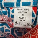 Tizzie Shirt Women S Orange Geometric Button Up 3/4 Flip Cuff Modern Chic Blouse Photo 10