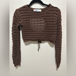 Free People  Beach Waiting For Tonight Fauxchet Top Size XS Chocolate Lava Brown Photo 2