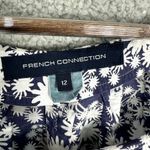 French Connection Top Womens 12 Blue Abstract Floral Short Sleeve Flowy Boho Photo 1