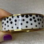 Talbots Gold Hinge Bangle Bracelet with White and Black Enamel Photo 0