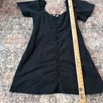 Abercrombie & Fitch Black Button Front Mini Linen Dress Puff Sleeve Size Large Photo 5