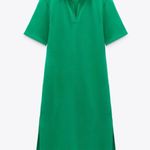 ZARA NWT  PLUSH T SHIRT JERSY MIDI MAXI DRESS GREEN SMALL Photo 6