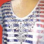 One World  cute patriotic red white and blue top! Photo 7