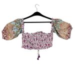 River Island  NWT Colorful Smocked Bandeau Short Off Shoulder Puff Sleeve Top L Photo 1