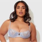 House of Desire Sienna Satin & Lace Bra Blue Romantic Underwire Size 3X/4X NEW Photo 4