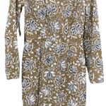 Vintage 60s Mini Long Sleeve Floral Print Dress Olive Green XS Multiple Photo 3