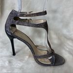 Brian Atwood  Laetitia‎ Glitter 4.5” Heels T-Strap Strappy  Party Metallic 8 Photo 5