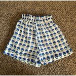 Miami White & Blue Floral High Rise‎ Paper Bag Shorts Women's Size S Photo 4
