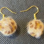 Handmade Cute faux fur Cheetah print Earrings , Brown And Gold drop dangle earrings Photo 0