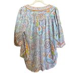 Gretchen Scott Top Womens Small Multicolor Paisley Print Sheer V Neck Blouse Photo 4