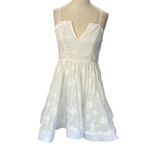 KLESIS White CHARLOTTE Floral Lace mini notched v neck Dress NEW Size SMALL Photo 8