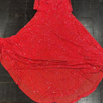 Oh Polly  Idalia Fire Red Embellished Corset Fishtail Evening Gown Photo 9