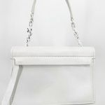 Off-White White Leather Embossed Diagonal Stripe Soft Binder Clip Shoulder Bag Photo 9